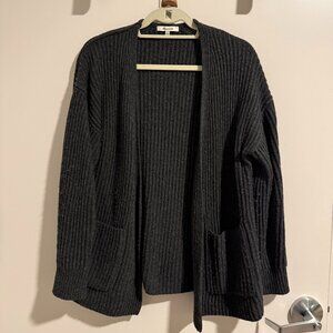 Madewell Black Ribbed Open Front Cardigan Size Small